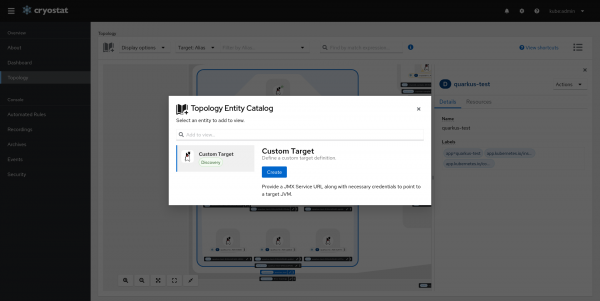 Use Entity Catalog to add Custom Target