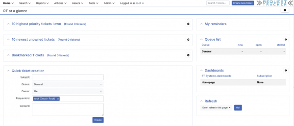 The RT web interface.