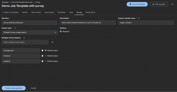 A fillable form that allows users to define the target and scope of a job.