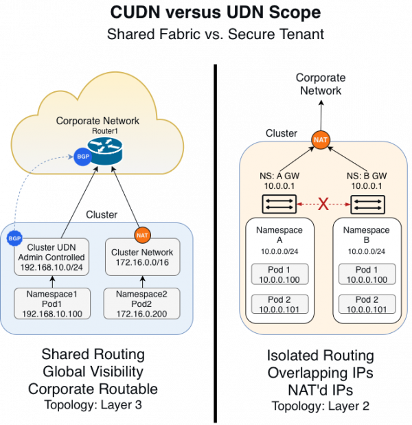 This illustrates a comparison between CUDN and UDN scope.