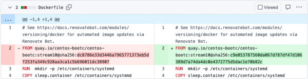 Renovate Bot updating the digest of a base image