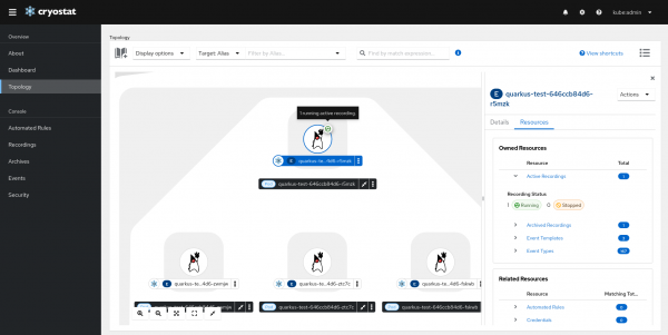 View target JVM’s associated resources with drawer panel