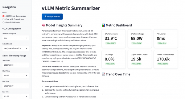vLLM Metric Summarizer UI
