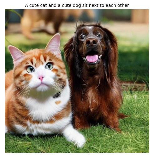 An accurate AI-generated image of a cat and a dog sitting next to each other.