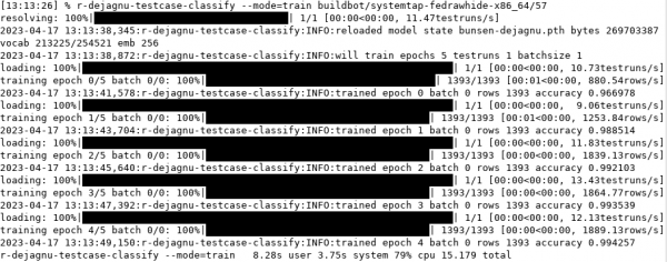 A sample run to update and train the model on one test run's worth of data.