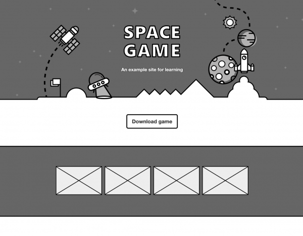 A screenshot of a web application interface entitled Space Game.