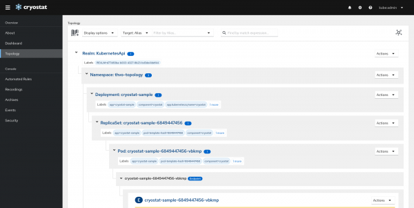 View JVM applications with topology List view