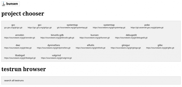 A view of the simple project chooser in Bunsen.