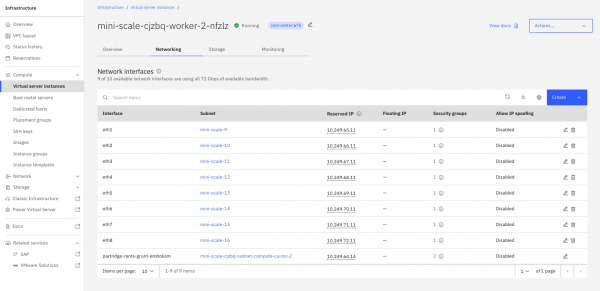 The interface list showing the new vNIC.