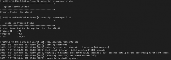 An image showing RHEL registered to the CDN during boot.