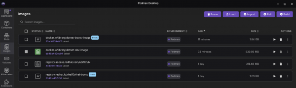 The images screen shows the new image we just created.
