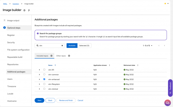 Add any additional packages to include in systems built from an image