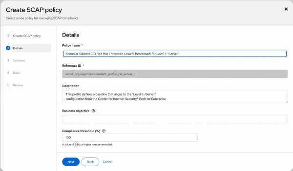 Create and name your policy.