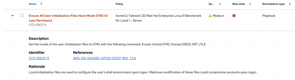 Drill down into the compliance check details.