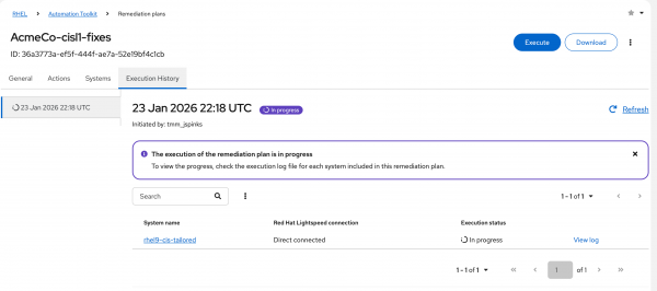 Check the playbook execution status.