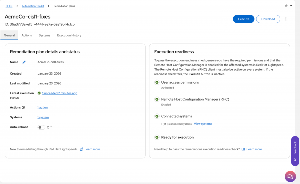 Check the playbook execution has completed successfully.