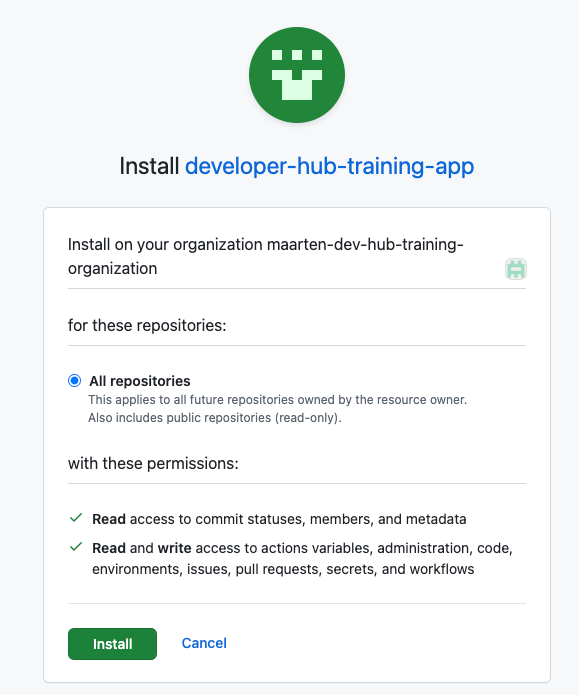 Install GitHub app for all repositories