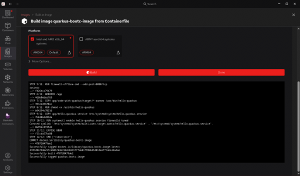 Successfully created image shown in the Images dashboard.