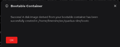 A pop-up message indicating that the disk image was successfully installed.