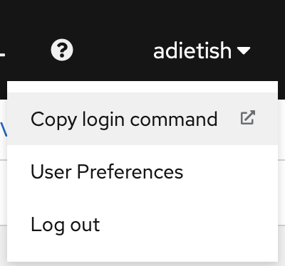 The menu from which you Copy the login command.