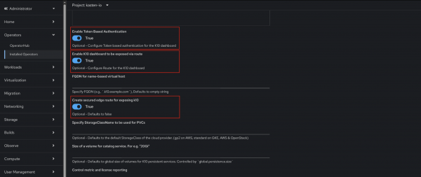 Kasten k10 configuration options.