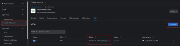 A k10 resource correctly created.