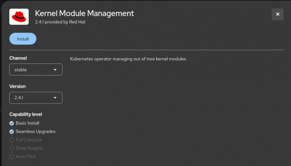 Install kernelmodulemanagement operator