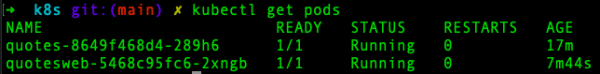 Run this command to prove you have one pod running our quotes service.