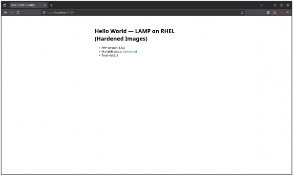Browser pointing to http://localhost:8080