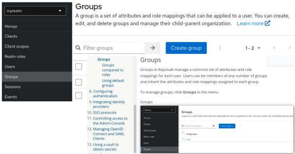 Learn more displays the documentation related to the Groups page