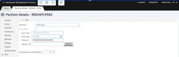 Set the SFTP server as the boot source.