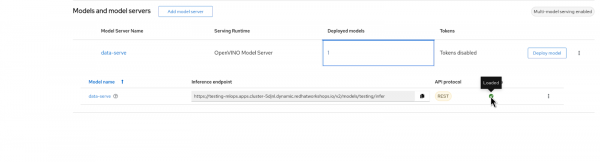 Model successfully deployed.