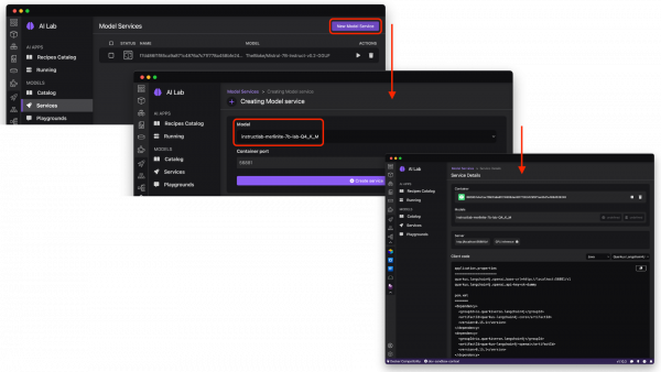 Creating a new model service with AI Lab