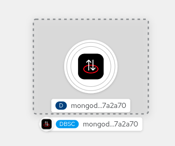 Представление «Топология» показывает, что MongoDB Atlas теперь доступен в вашем кластере.