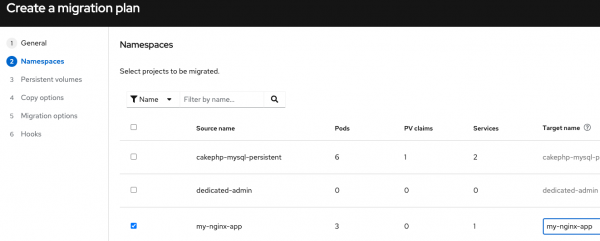 Select your stateless application in the Namespace section.