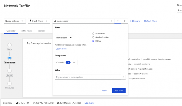 The filter dialog appears when you click the small triangle.