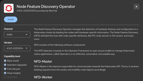 Install Node Feature Discovery Operator