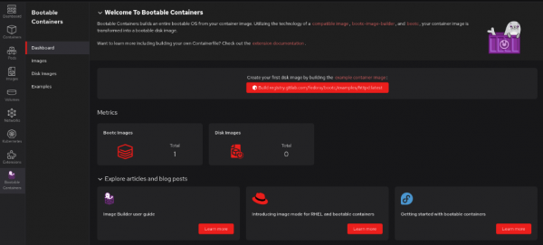 Bootable Container Images showing the container pulled from registry.gitlab.com