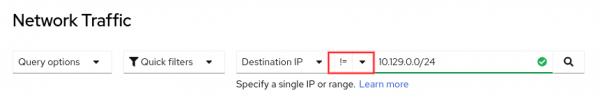 A view of the Network Traffic page showing the Not "ip" filter.