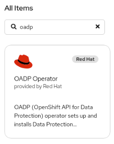 Selecting the OADP operator screen.