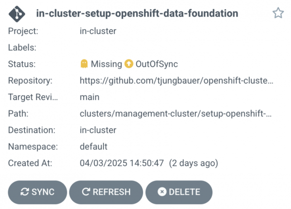 Argo CD application tile