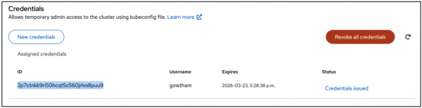 A screenshot of the credentials menu displaying the ID being highlighted by the user with the status of ‘credentials issued.’
