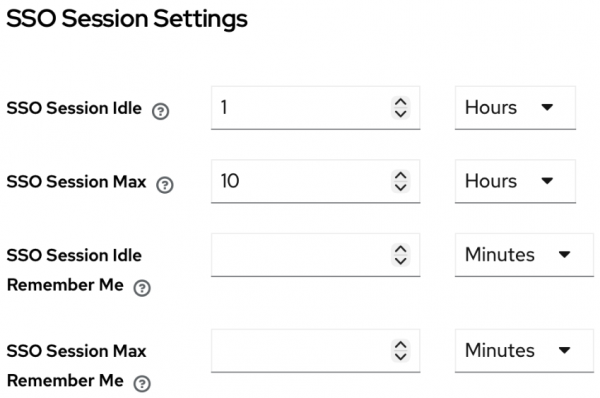 SSO session settings with idle set to 1 hour.