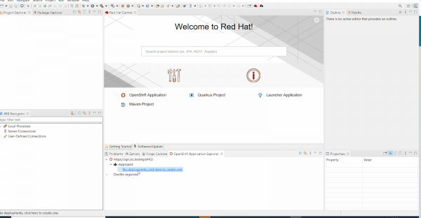 Screenshot of the OpenShift Application Explorer.