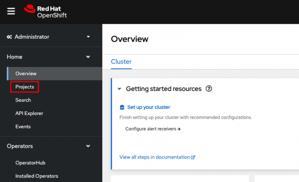 Red Hat OpenShift overview page