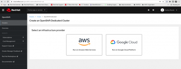 Select AWS as your infrastructure provider