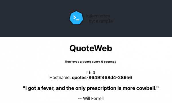 The application displays "QuoteWeb" and a rotating quote.