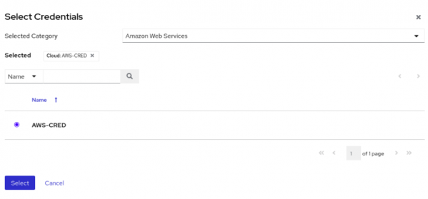 Figure 1: Selecting pre-configured AWS credentials for secure authentication