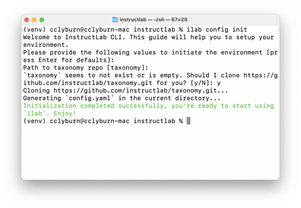 Setting up an environment with InstructLab