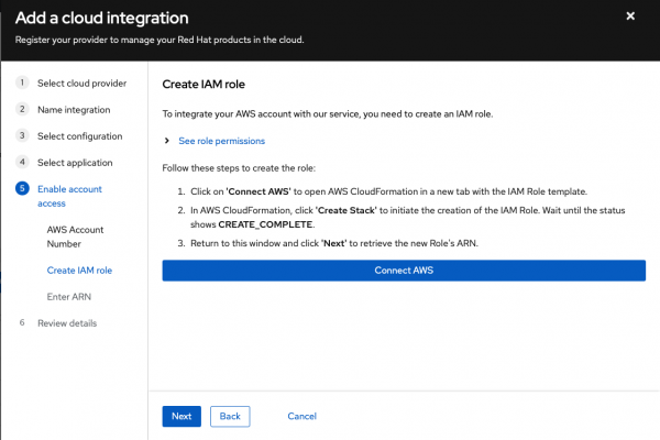 Cloud integration (AWS) wizard